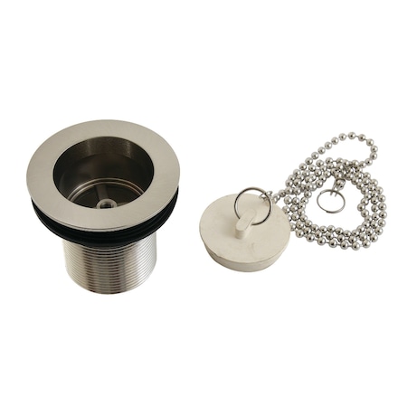 Kingston Brass 112 Chain and Stopper Tub Drain with 2 Body Thread, Brushed Nickel DSP20SN